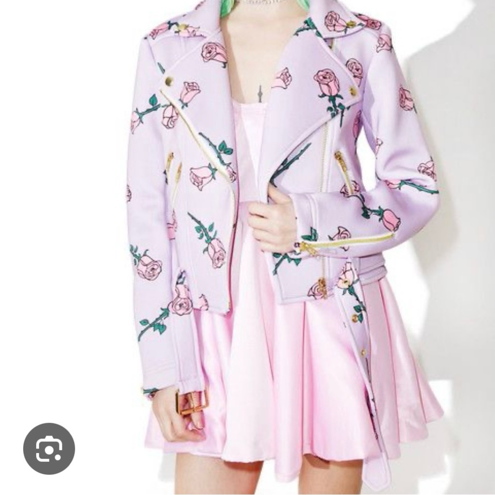 Discontinued Sugarpill barbed wire and rose print jacket